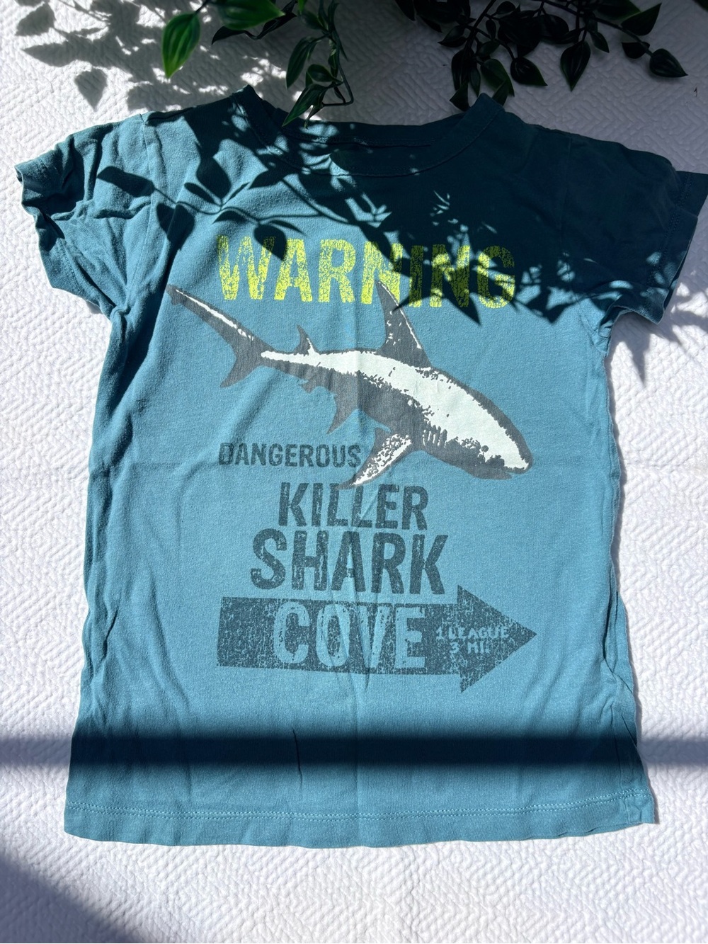 J. Crew Teal Graphic Shark Short-Sleeve Tee